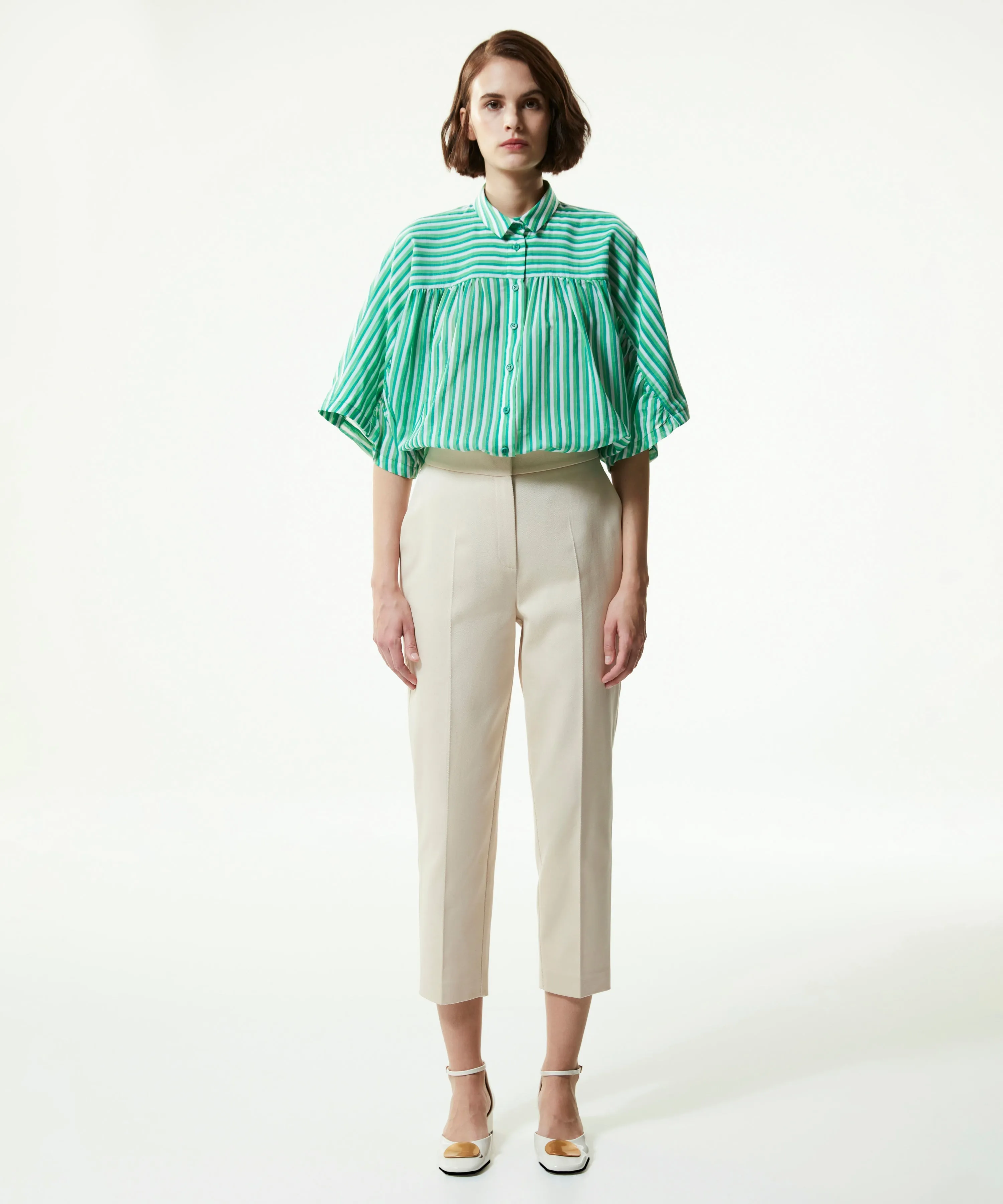 Machka Cigarette Fit Gabardine Trousers Sand