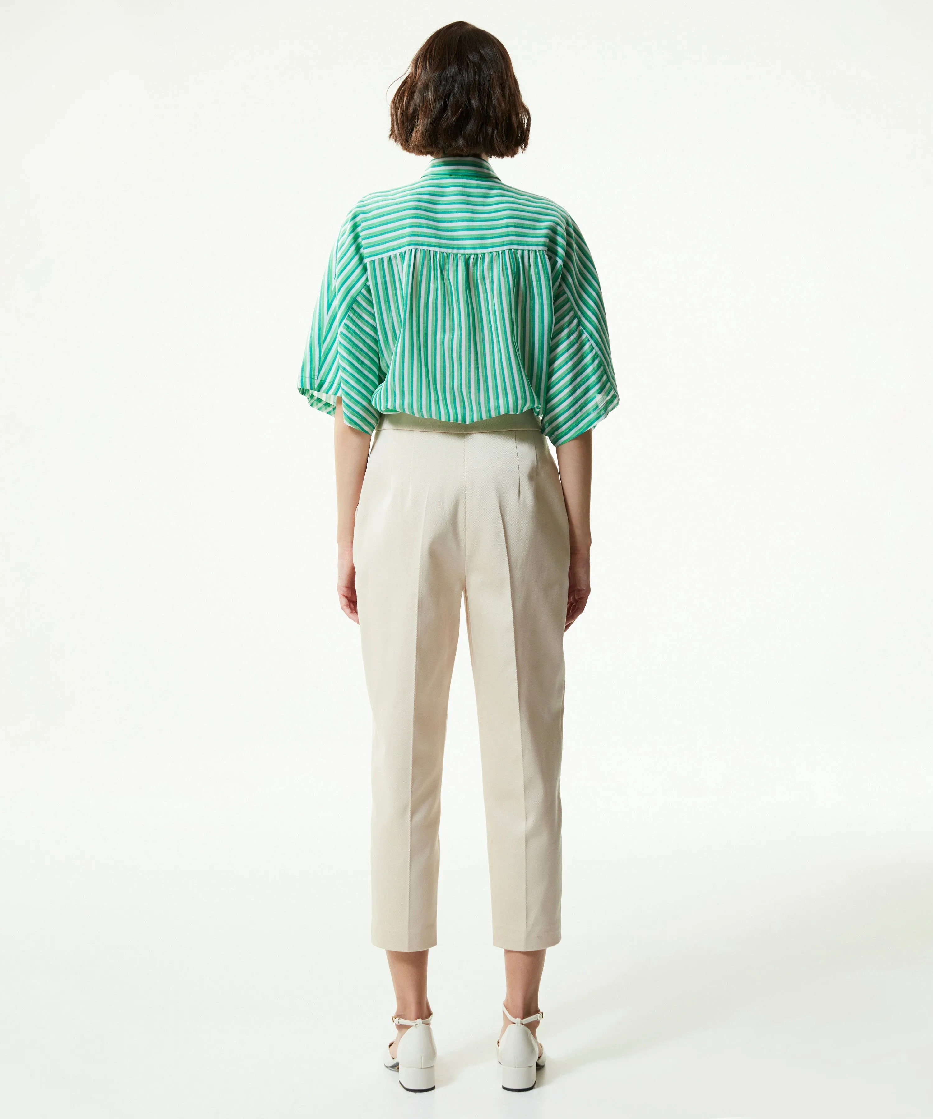 Machka Cigarette Fit Gabardine Trousers Sand