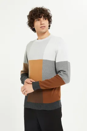 Men Assorted Geometric Check Sweater