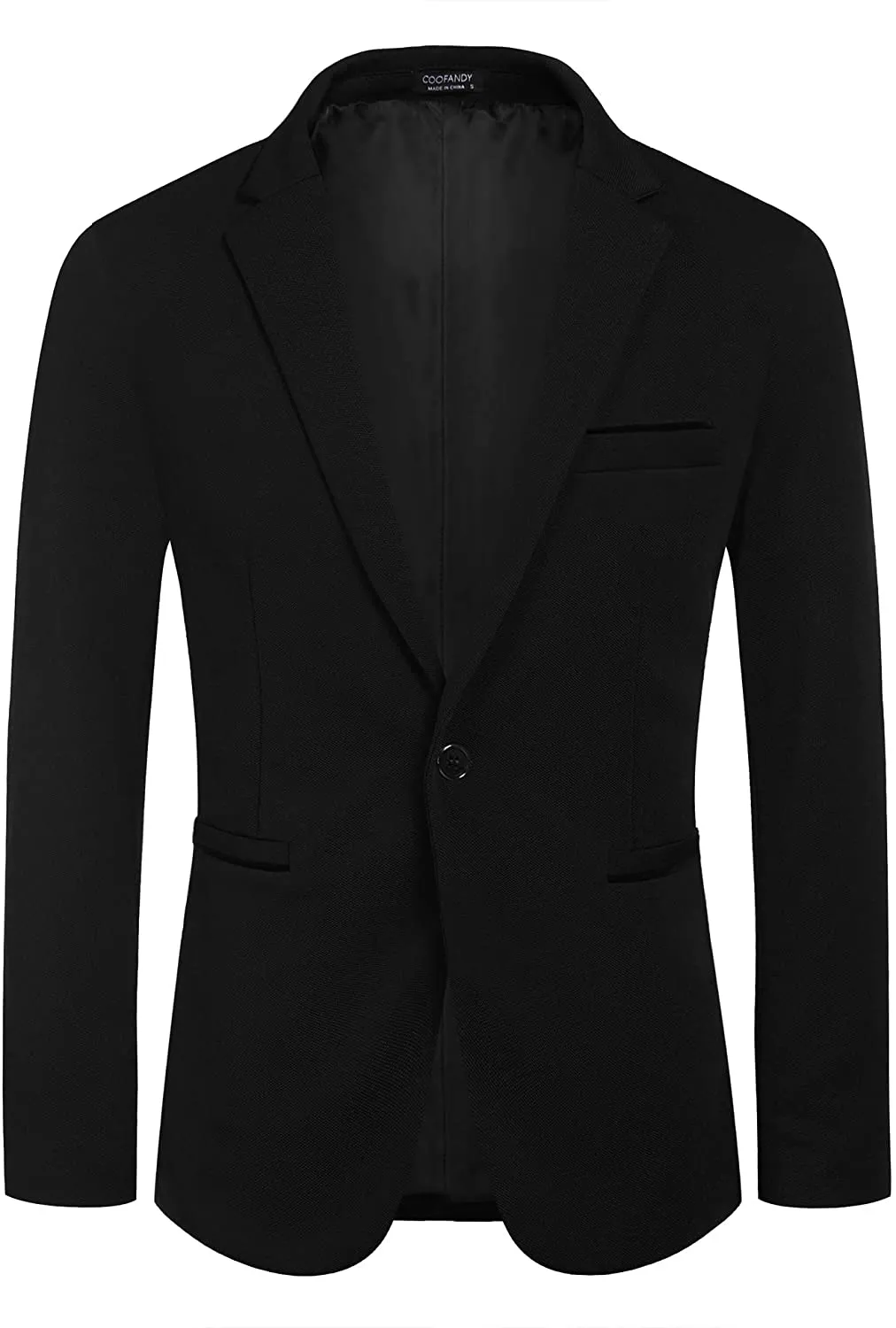 Men's Black Lapel One Button Sports Coat Blazer