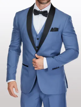 Men's Slate Blue Shawl Lapel Tailored Fit Tuxedo