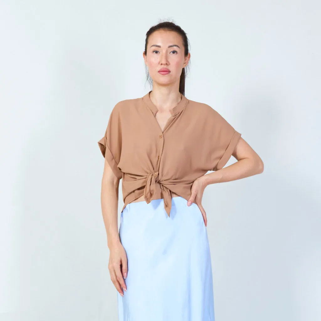 Modern v-neck knot-front blouse wholesale