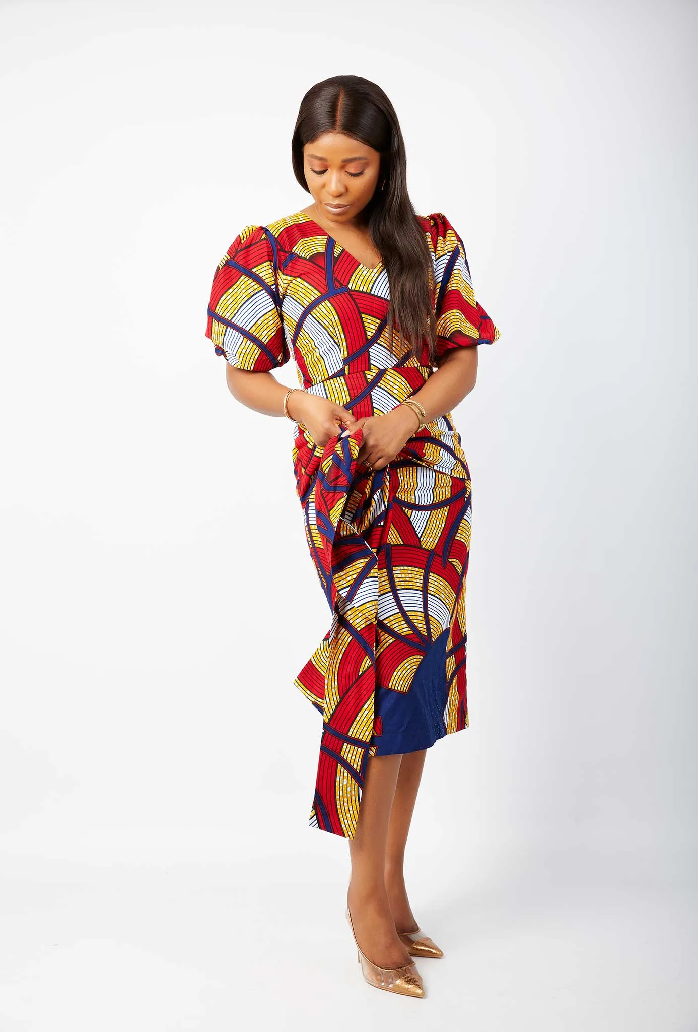 New in African Prints Fitted Midi Dress - Bukola