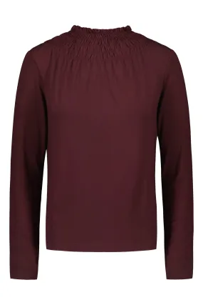 Nikoletta High Collar Blouse Plum Red