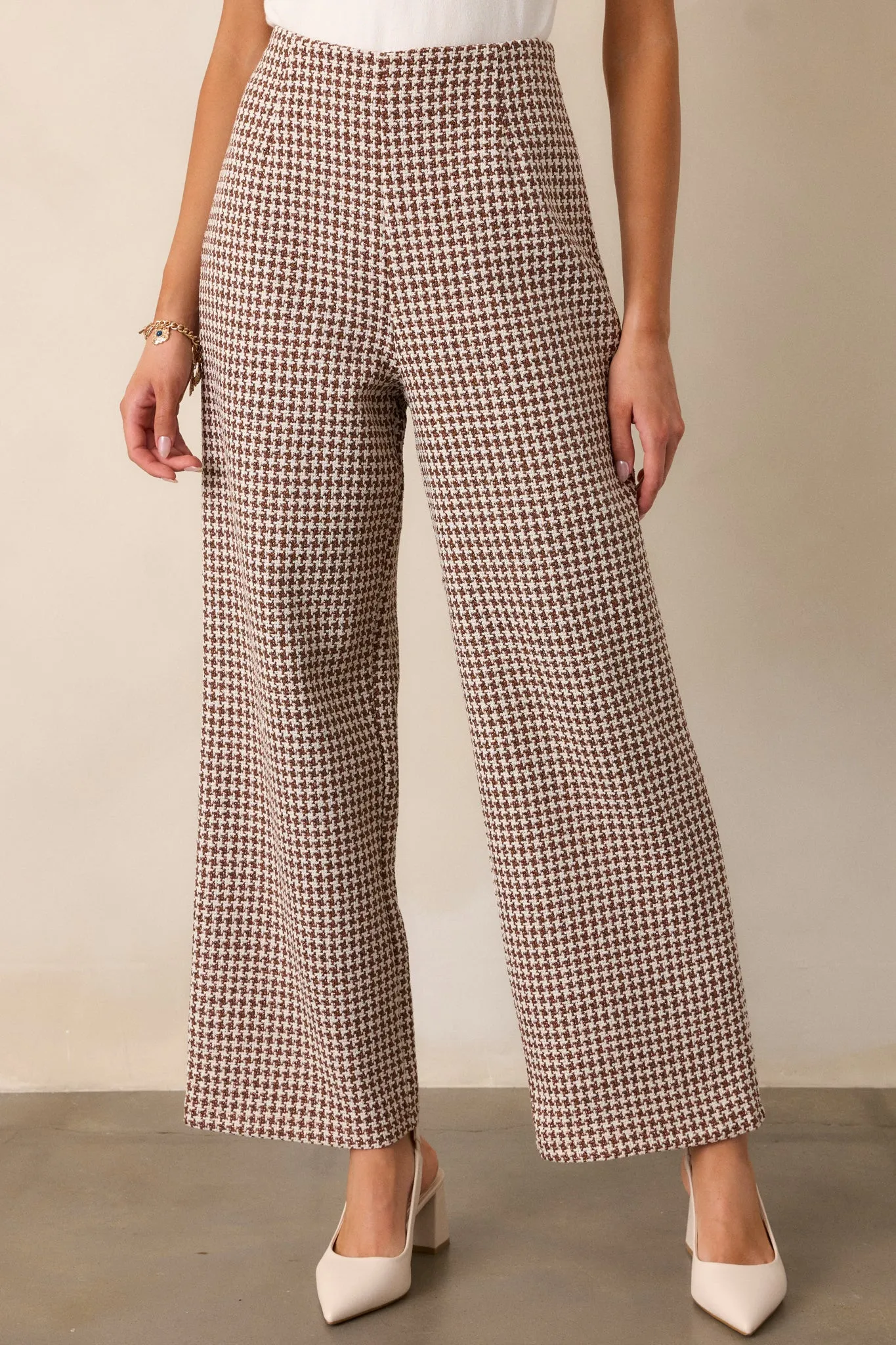 Out of Reach Mocha Houndstooth Pants