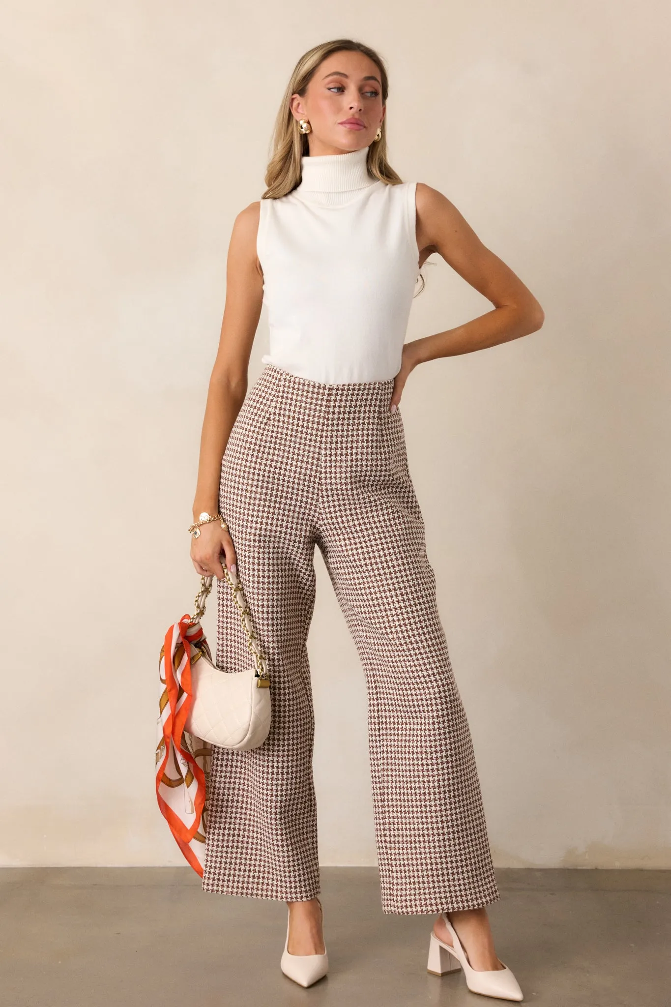 Out of Reach Mocha Houndstooth Pants