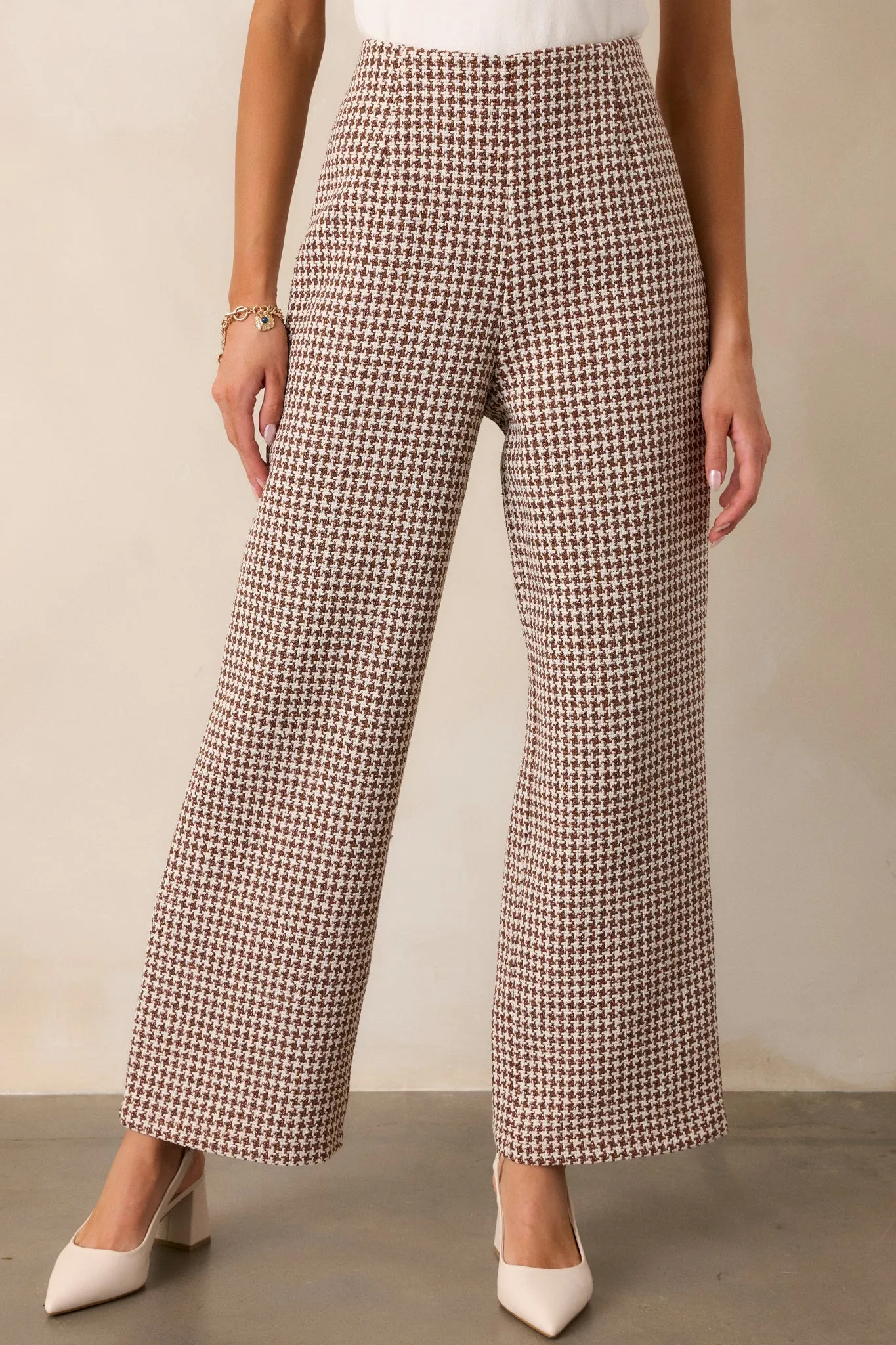 Out of Reach Mocha Houndstooth Pants