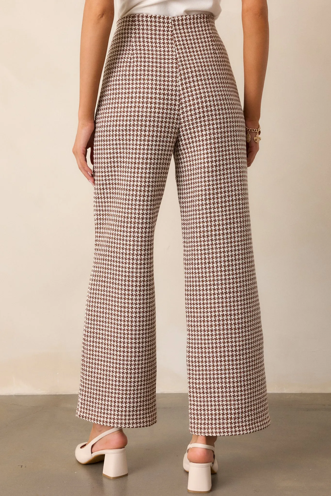 Out of Reach Mocha Houndstooth Pants