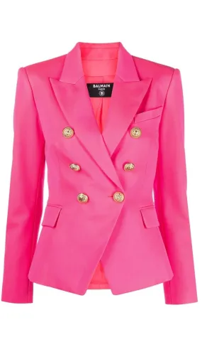 Pink Peak Lapels Wool Blazer