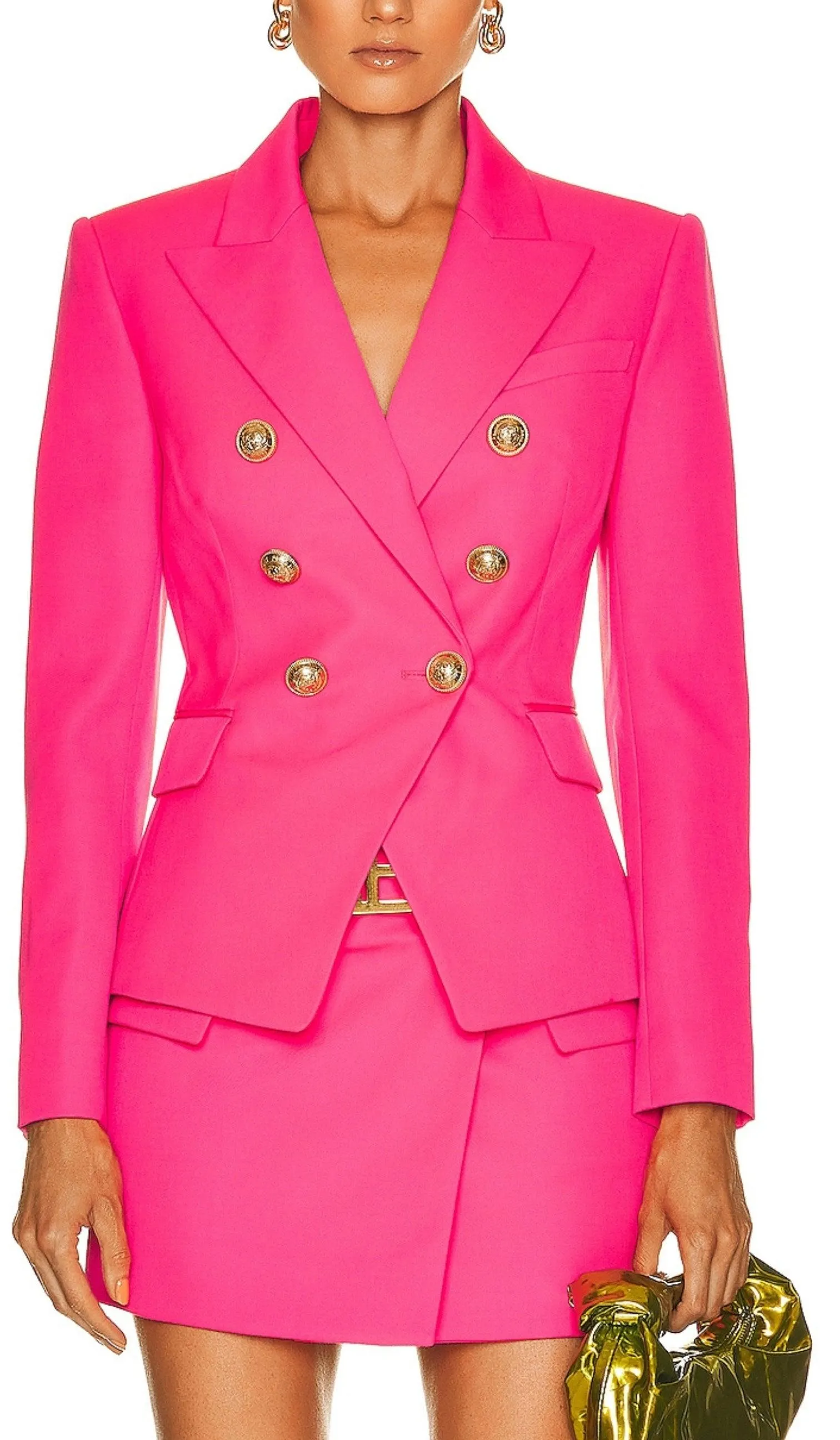 Pink Peak Lapels Wool Blazer