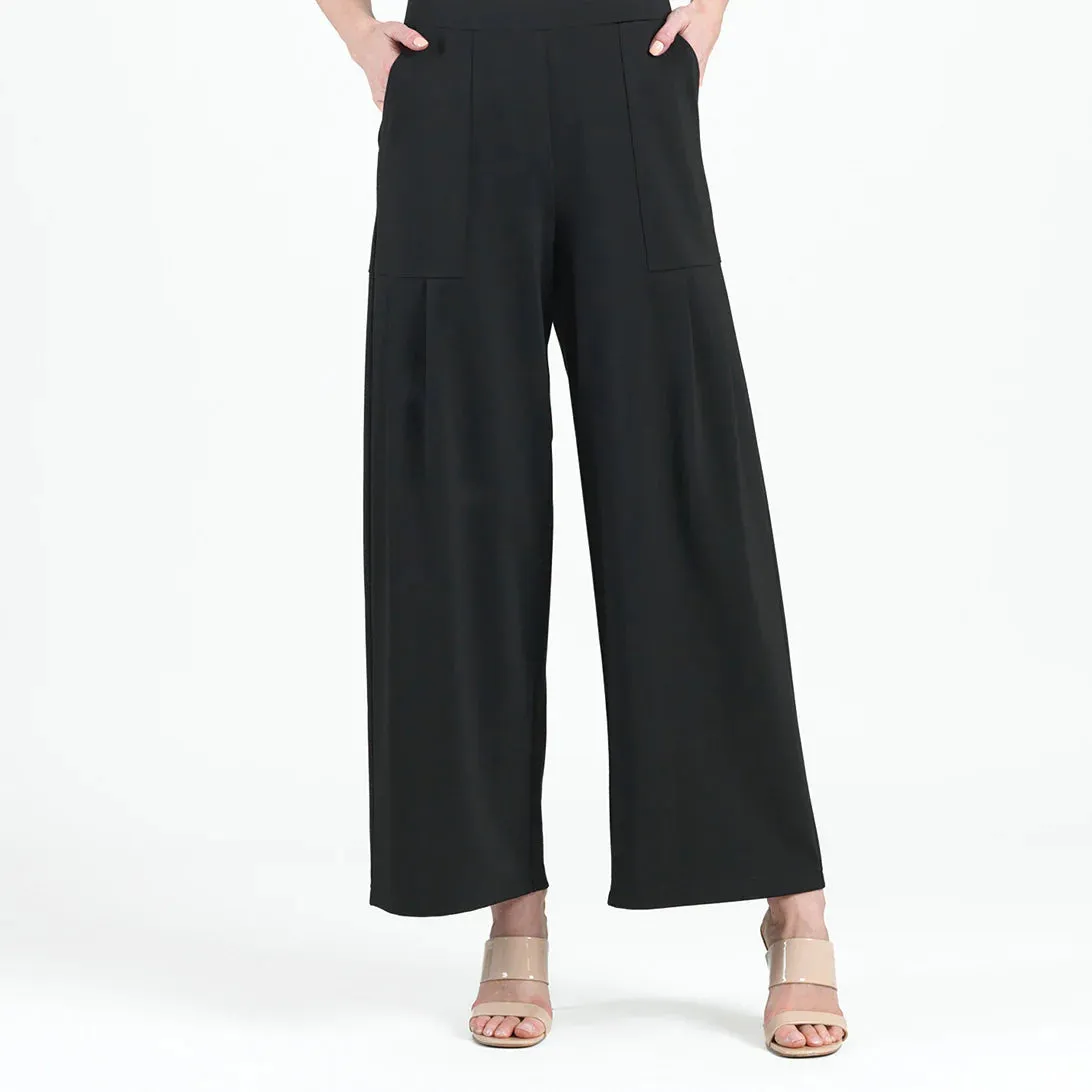 Pleated Wide Leg Pocket Pant - Khaki