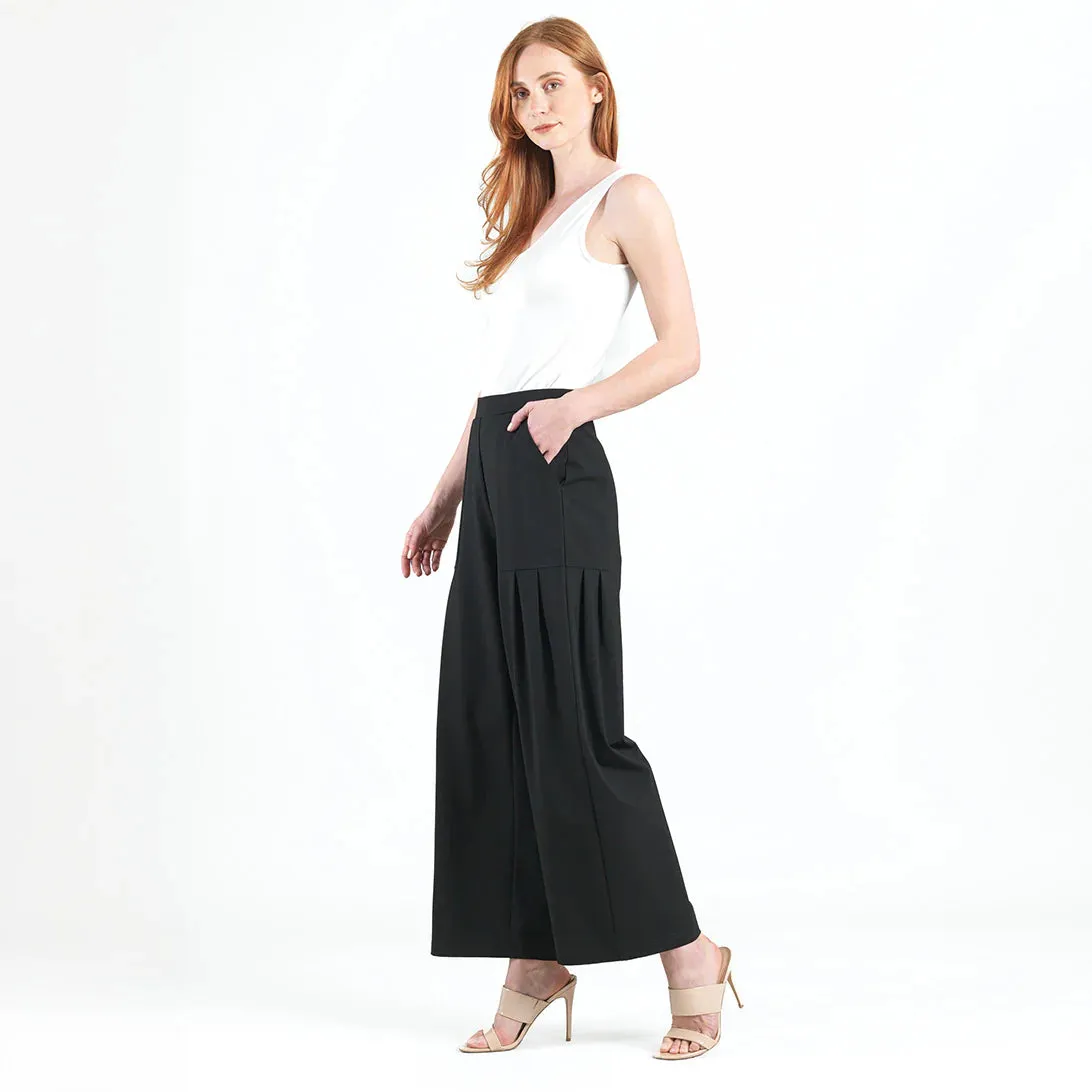 Pleated Wide Leg Pocket Pant - Khaki