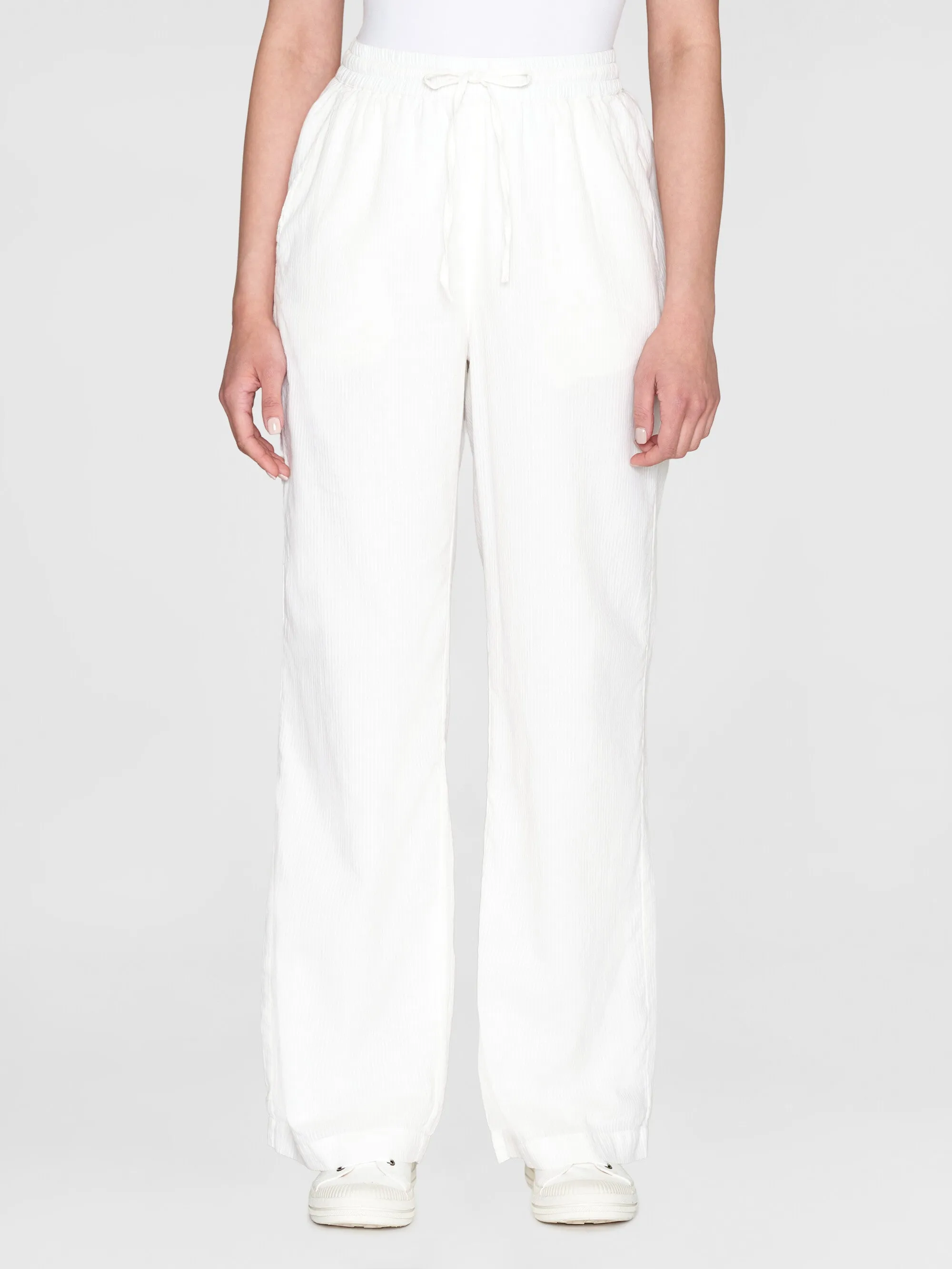 POSEY wide mid-rise stripe structure pants - GOTS/Vegan - Egret