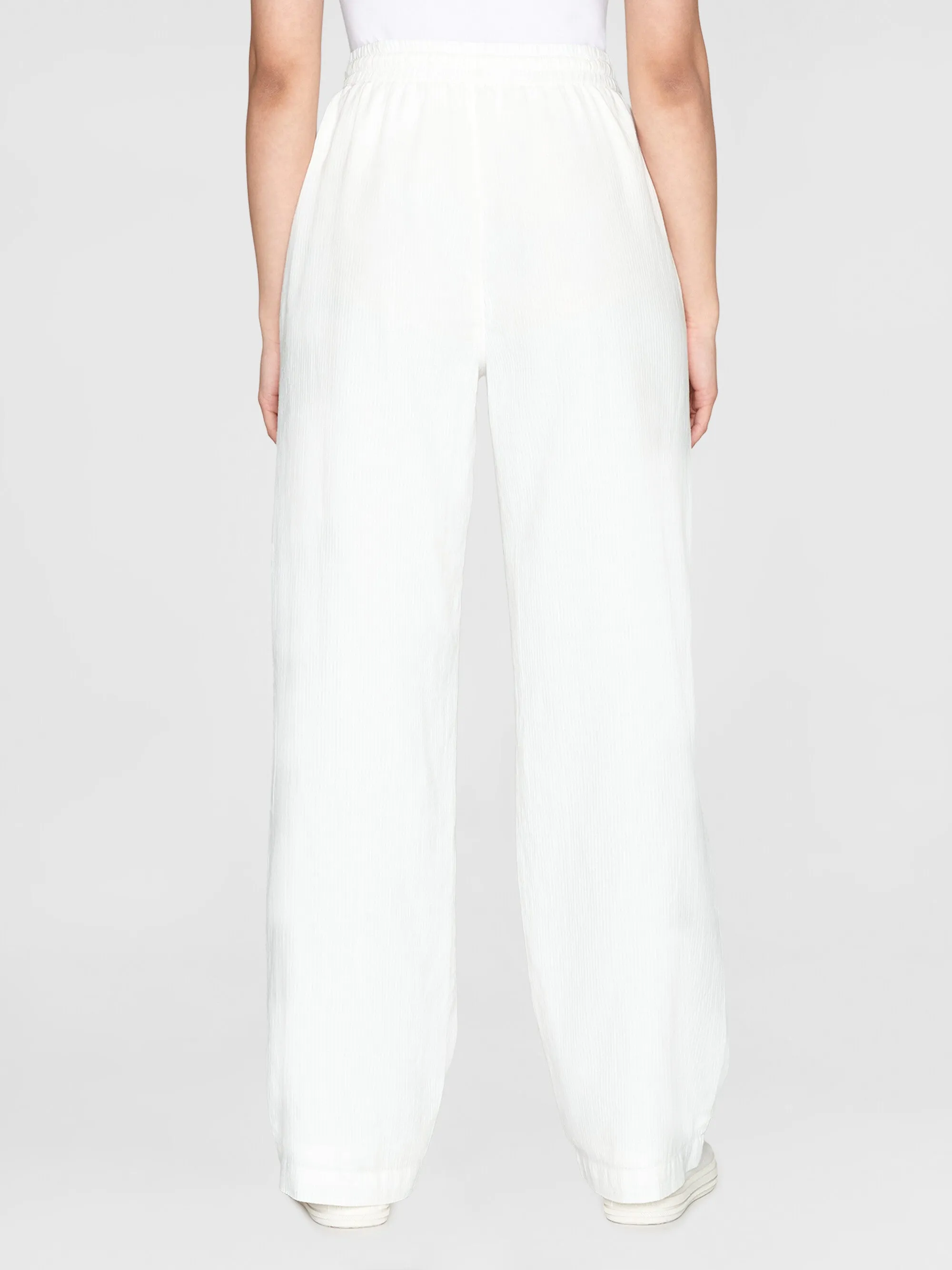 POSEY wide mid-rise stripe structure pants - GOTS/Vegan - Egret