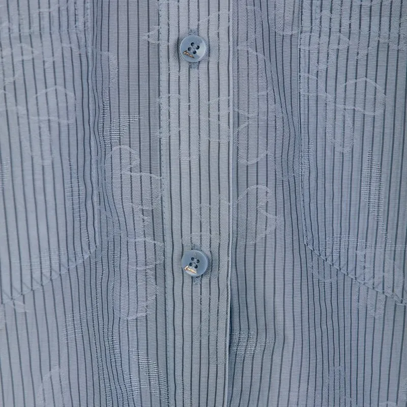 Sapphire Striped Shirt with White Collar