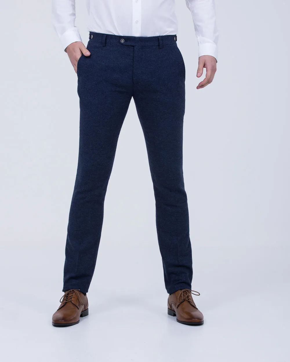 Skopes Jude Slim Fit Tall Trousers (navy herringbone)