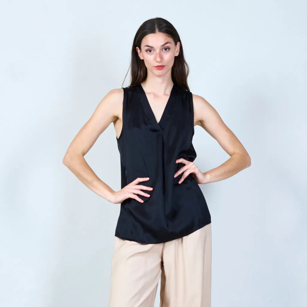 Sleek satin sleeveless top wholesale