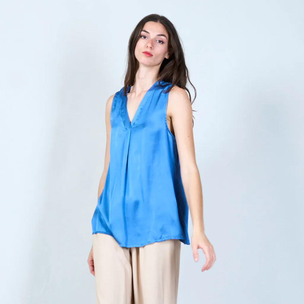 Sleek satin sleeveless top wholesale