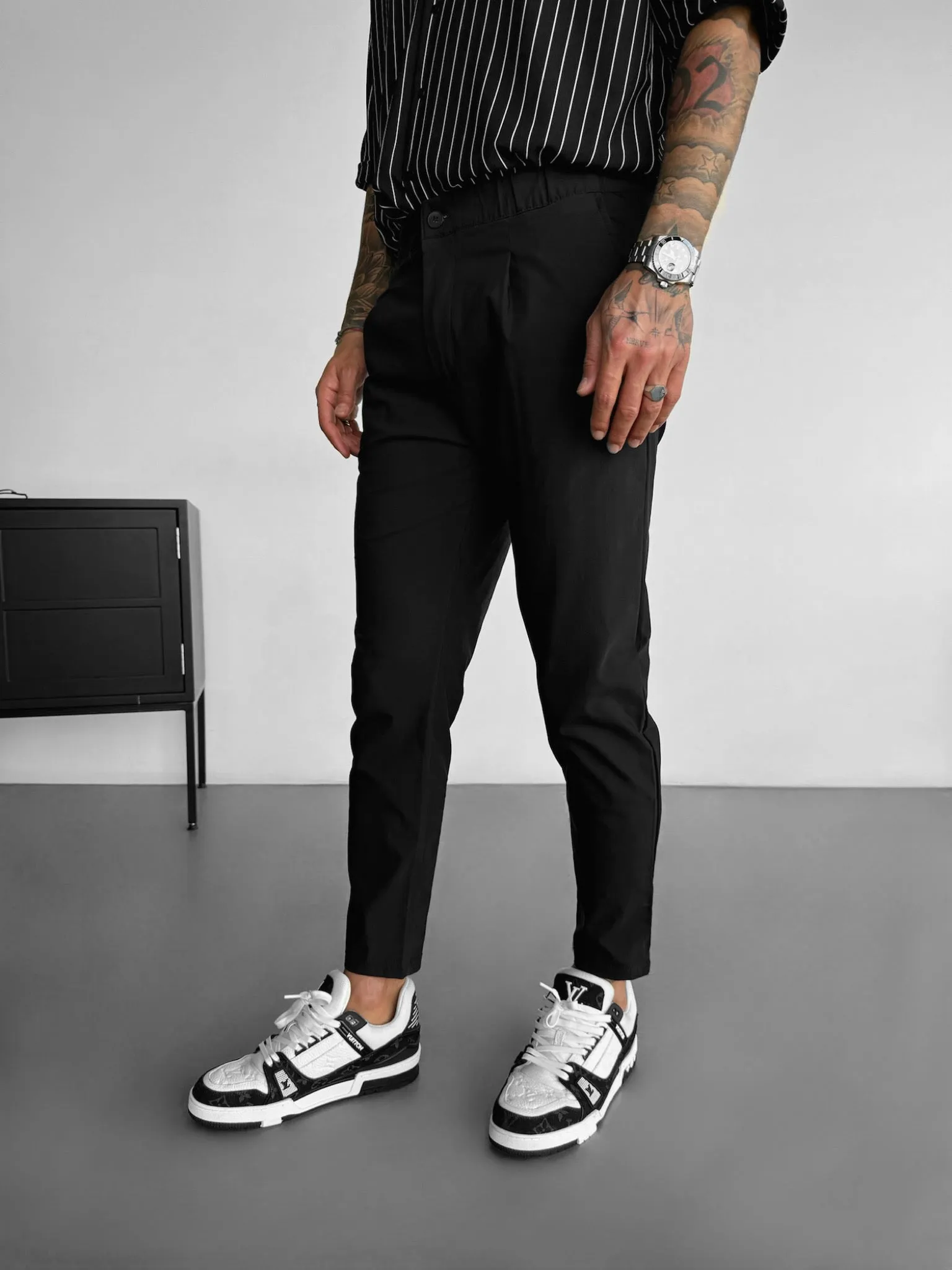 Slim Fit Chino Trousers - Black