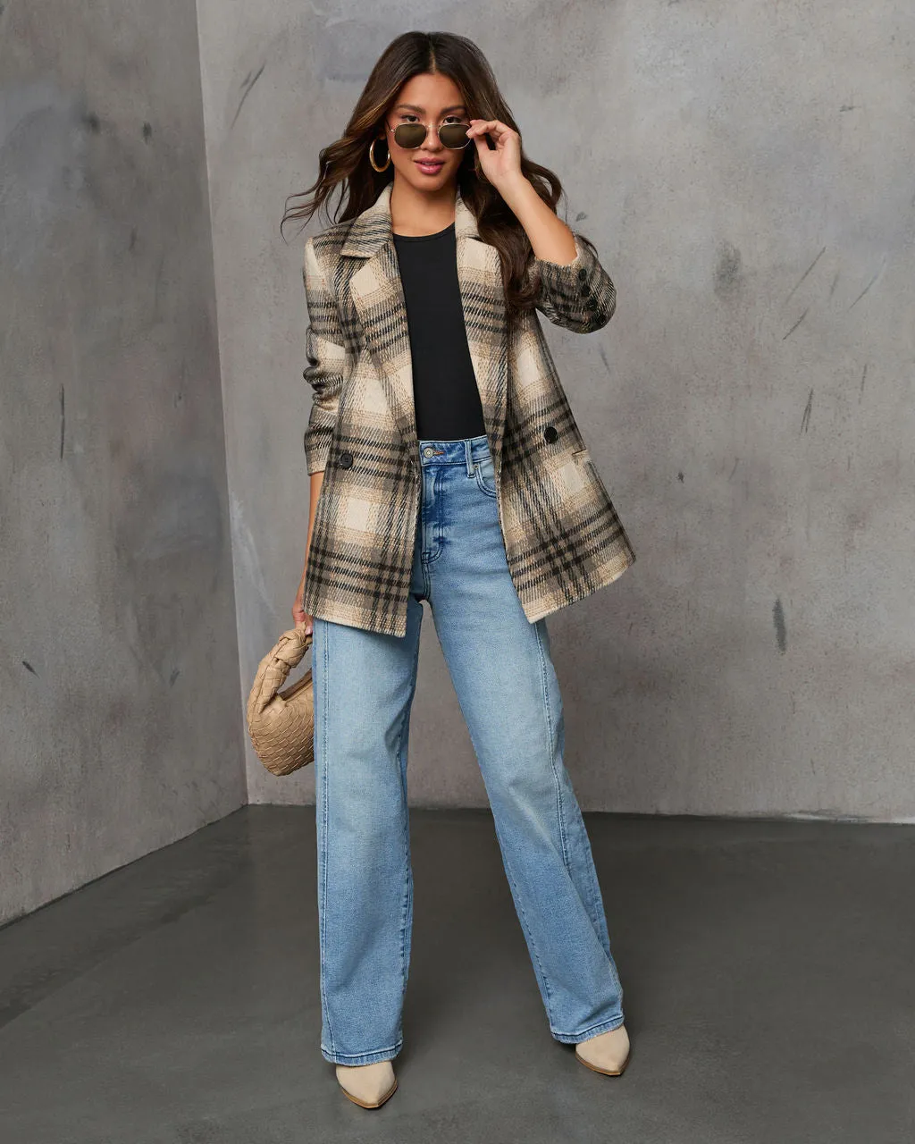 Stay Close Plaid Oversized Blazer