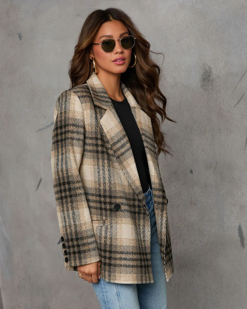 Stay Close Plaid Oversized Blazer