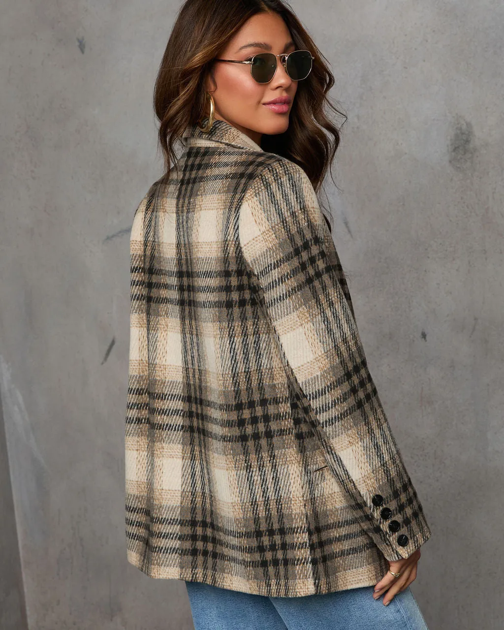 Stay Close Plaid Oversized Blazer