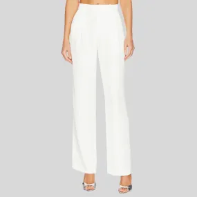 Structured Twill Pleated Pant - White