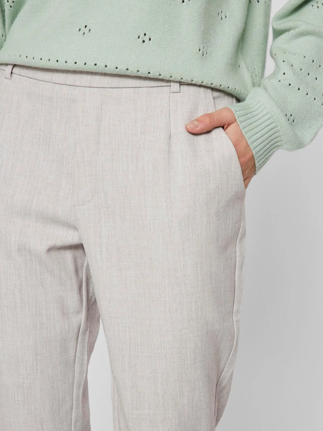 VIVARONE Trousers - Light Grey Melange