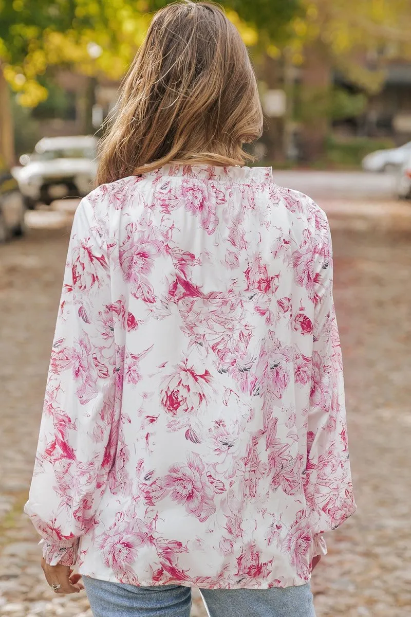 Whispering Blooms White Blouse Floral Style