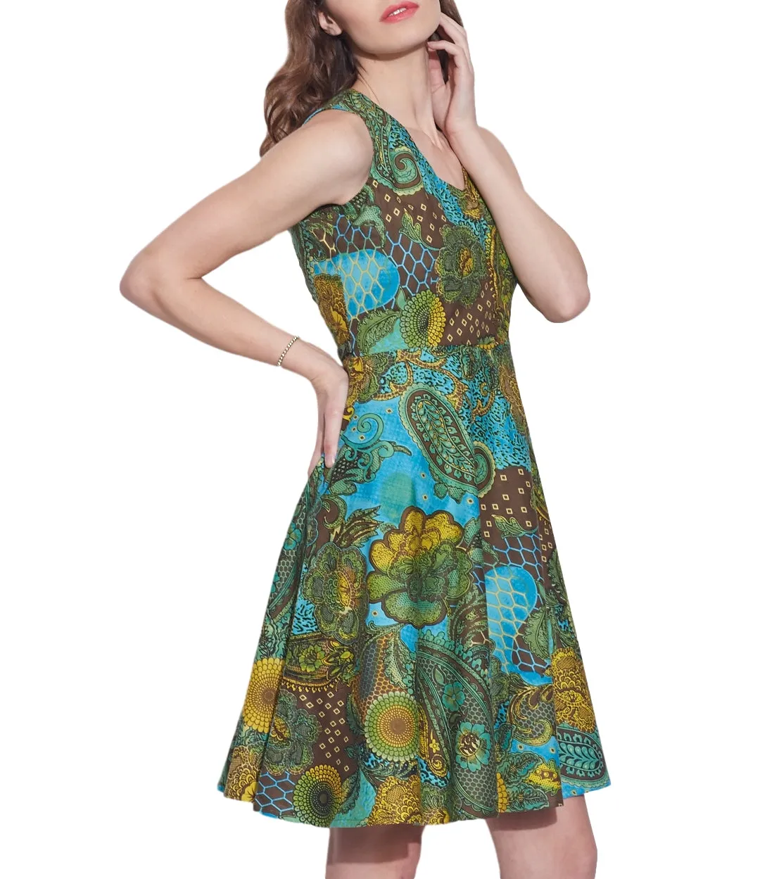 Womens Clothing Cotton Printed Dress,Machine washable,W-CPD32-1614, Size-32 Inch