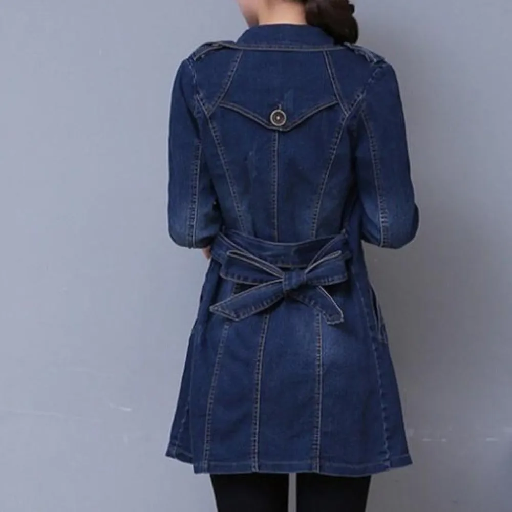 Womens Double Breasted Denim Jacket