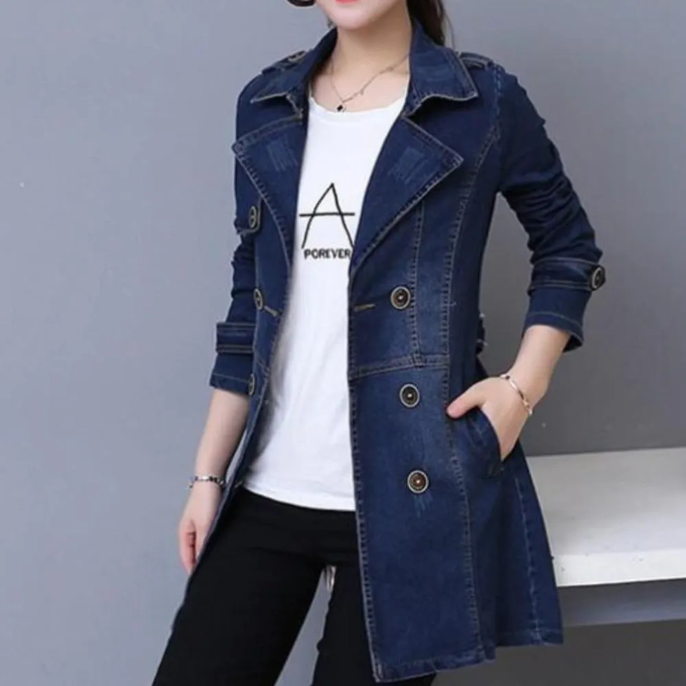 Womens Double Breasted Denim Jacket