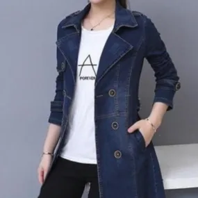 Womens Double Breasted Denim Jacket