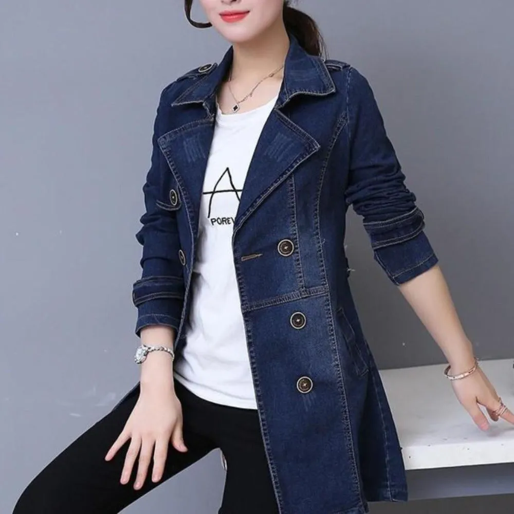 Womens Double Breasted Denim Jacket