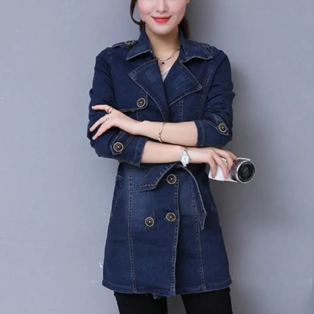 Womens Double Breasted Denim Jacket