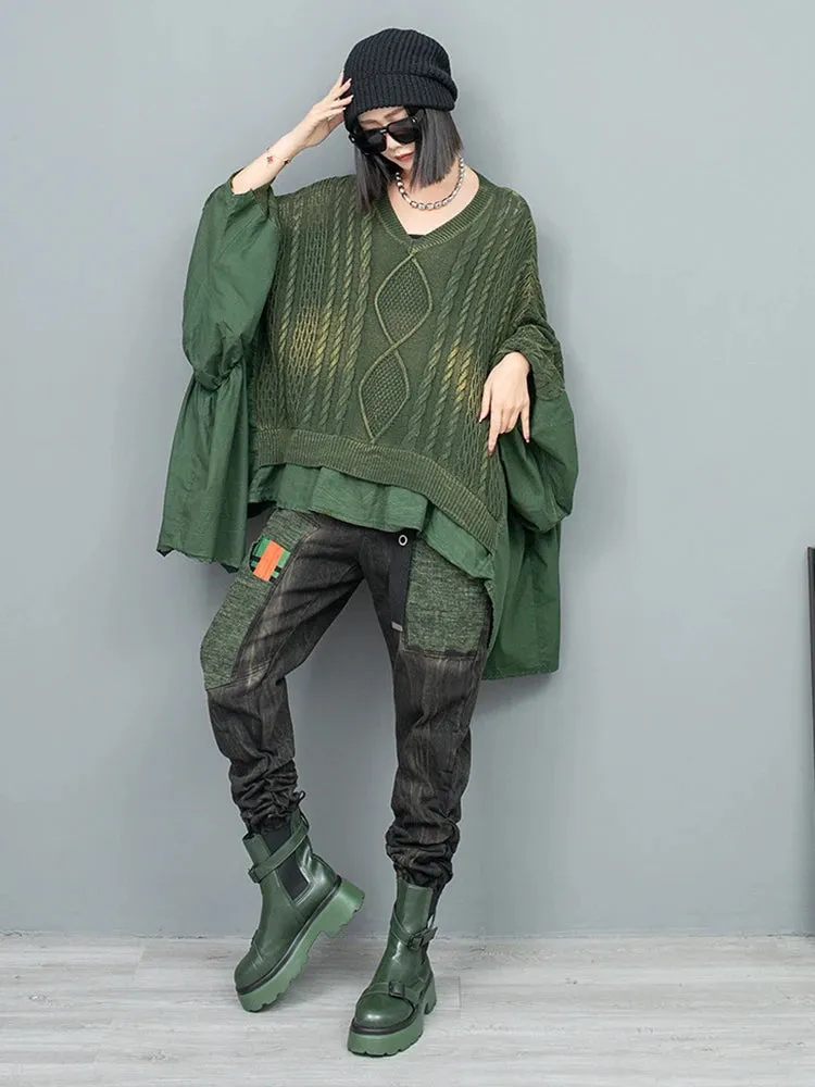 Women's Oversized Batwing Sleeve Knit Sweater